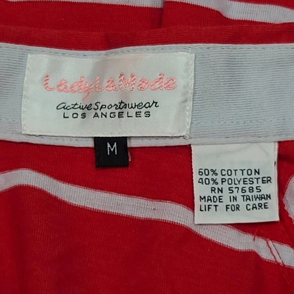 Lady La Mode Red White Stripe Polo Golf Shirt Women's Size Medium - Picture 3 of 4